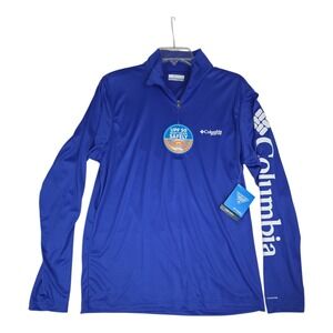 Columbia PFG Deep Wave Quarter Zip Mens Blue UPF 50 Sun Shirt NEW Small